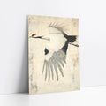 Flying Crane Japanese Style Textured Parchment art print