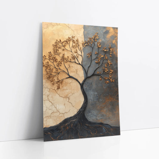 Textured Metal Tree with Copper Patina art print