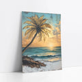 Tropical Palm Tree Distressed Turquoise Ocean art print