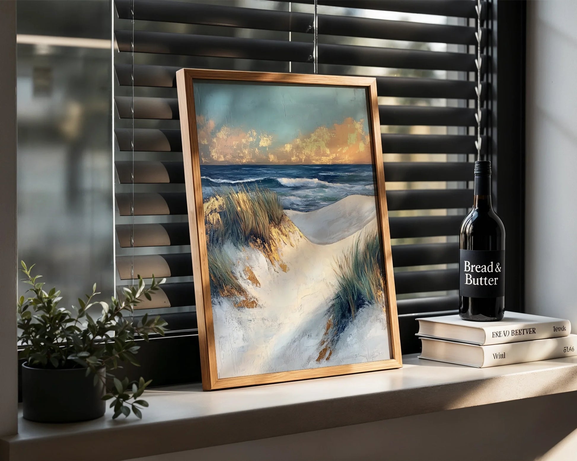 Coastal Dunes Sunset Textured Brushstroke in room