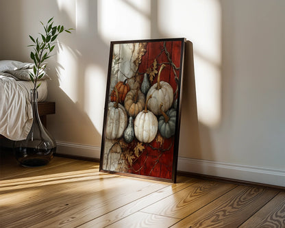 Pumpkin Still Life Cracked Plaster Farmhouse in room