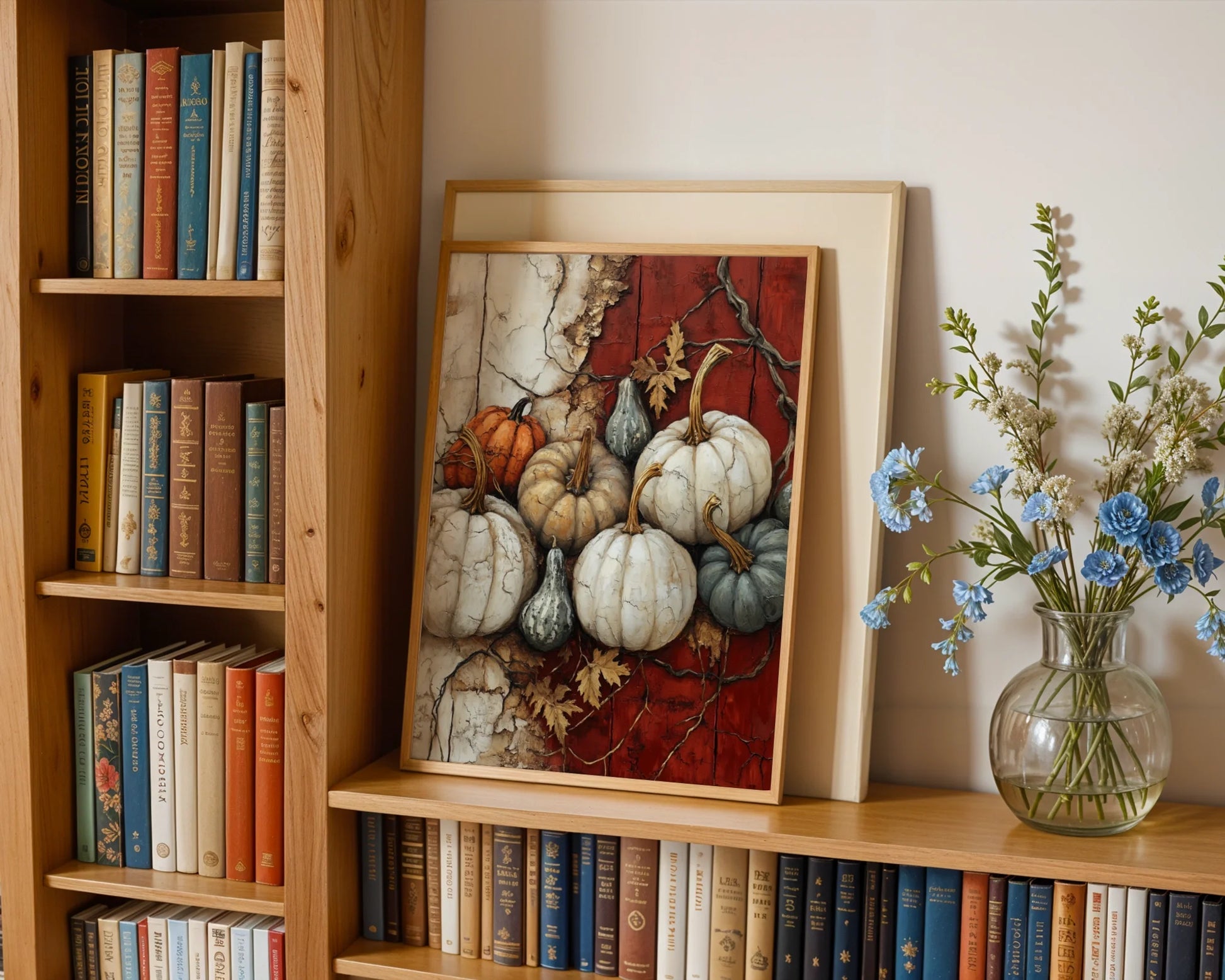 Pumpkin Still Life Cracked Plaster Farmhouse in room
