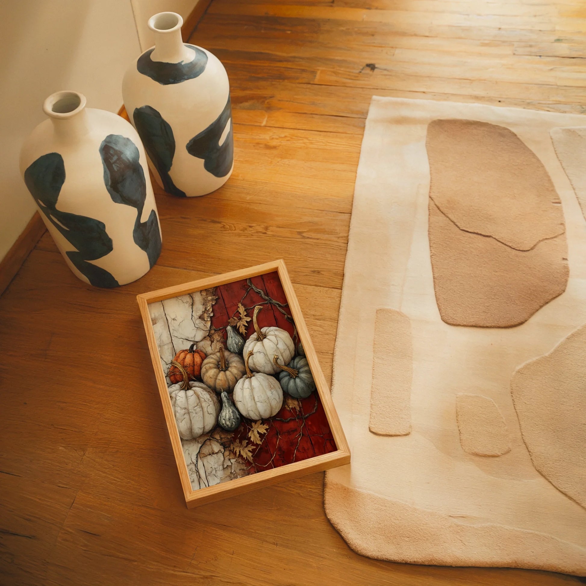 Pumpkin Still Life Cracked Plaster Farmhouse in room