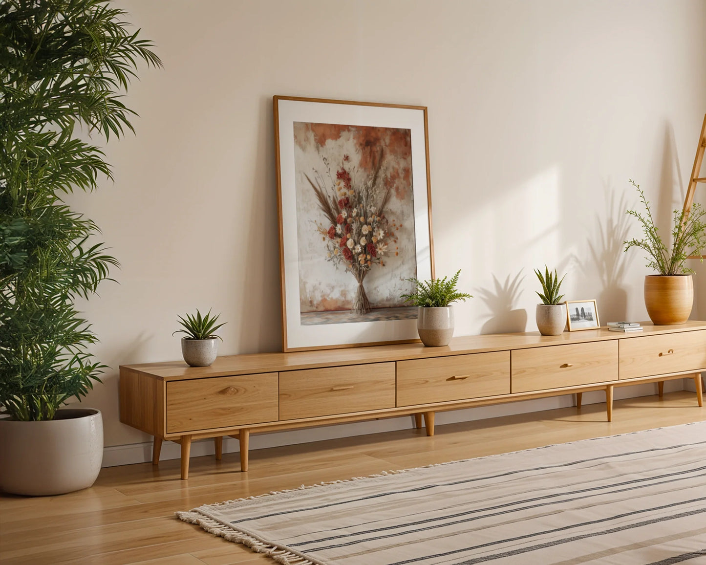 Dried Flower Bouquet Boho Weathered Plaster in room