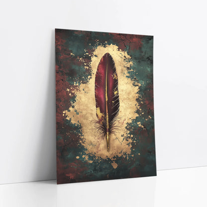 Quill Pen Scarlet Feather Dark Academia art print