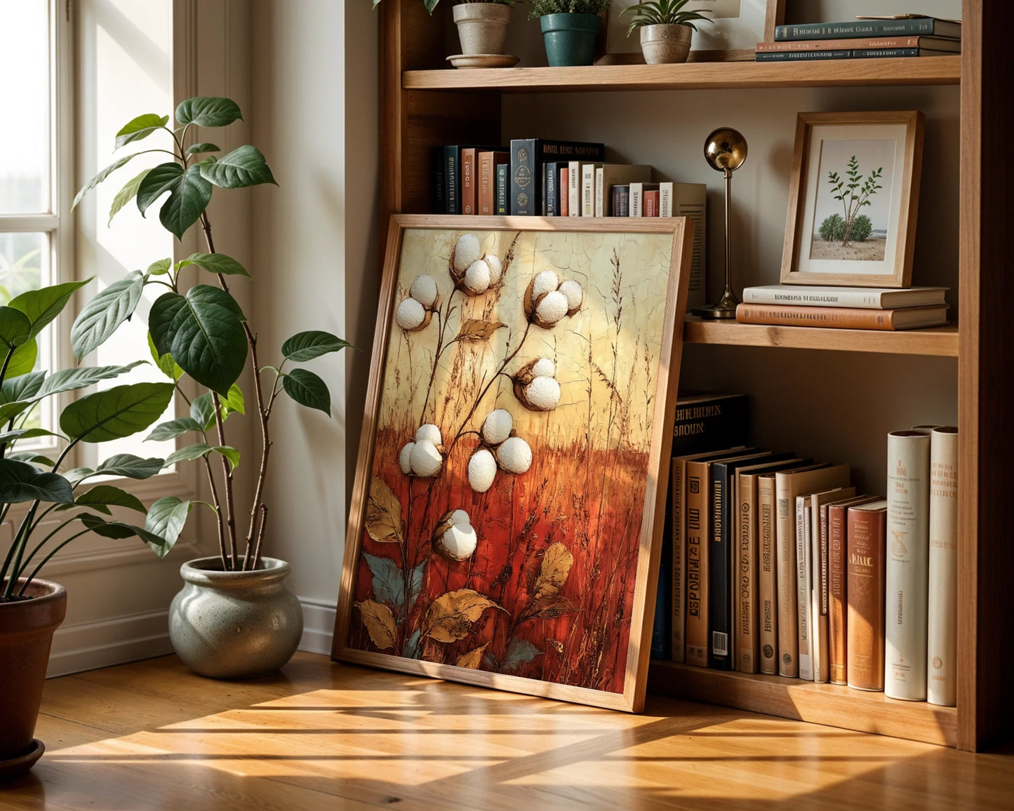 Cotton Field Art Rustic Farmhouse Textured in room