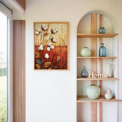 Cotton Field Art Rustic Farmhouse Textured in room