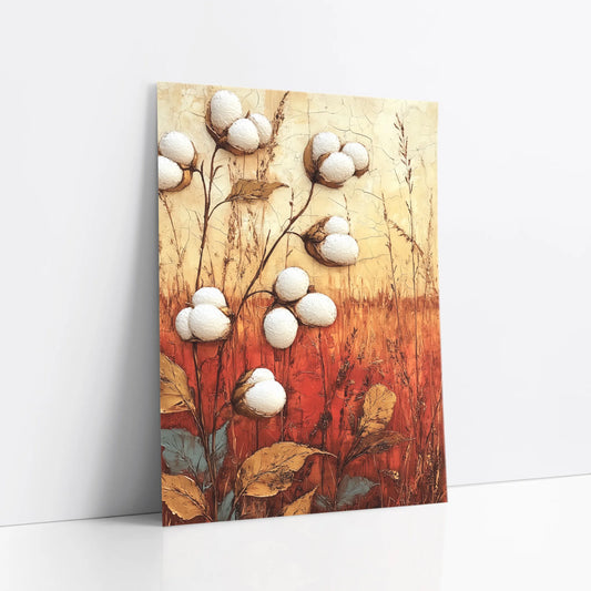 Cotton Field Art Rustic Farmhouse Textured art print