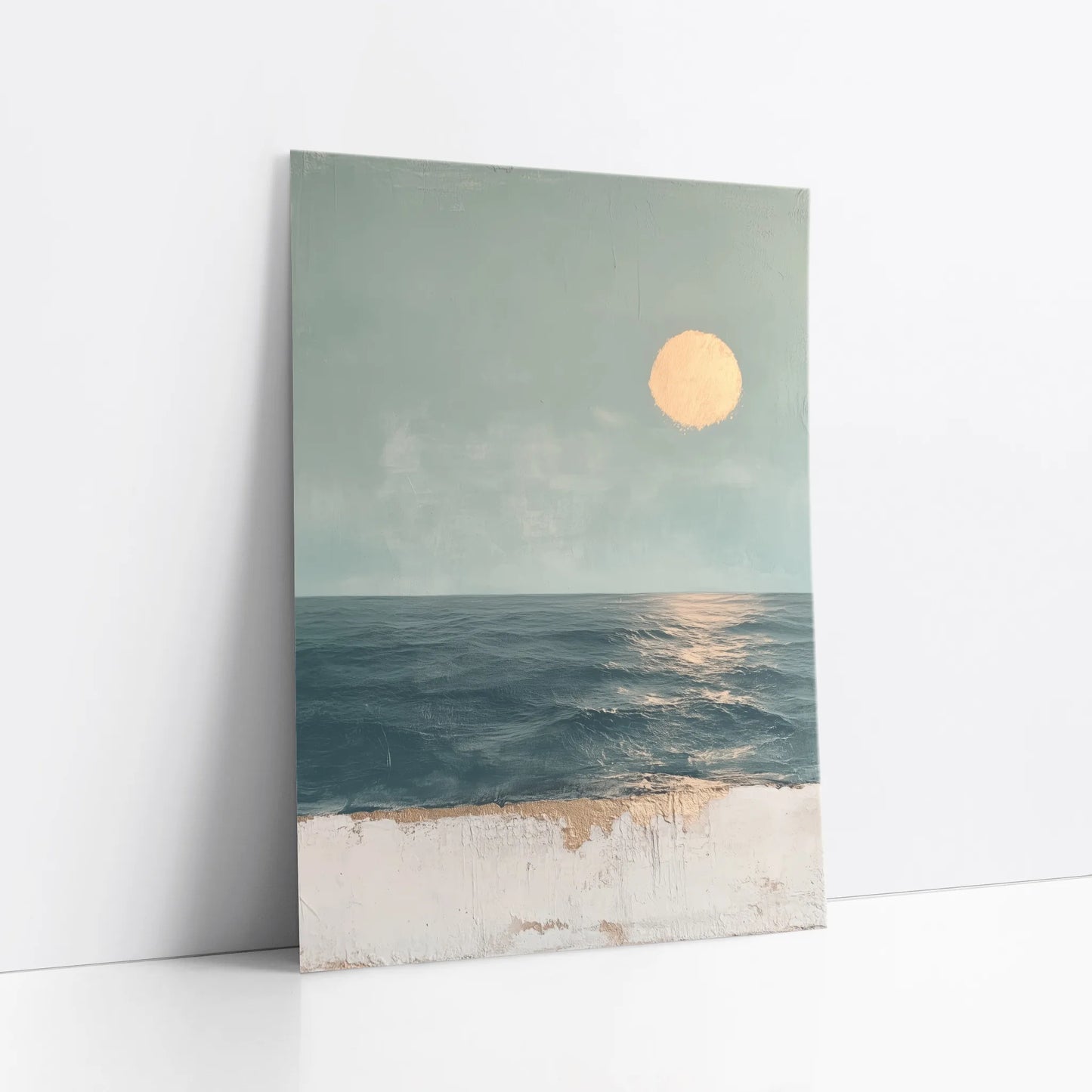 Ocean Painting Sage Green Textured Coastal art print