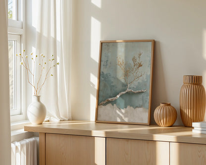 Coral Branch Art Bleached Textured Plaster in room