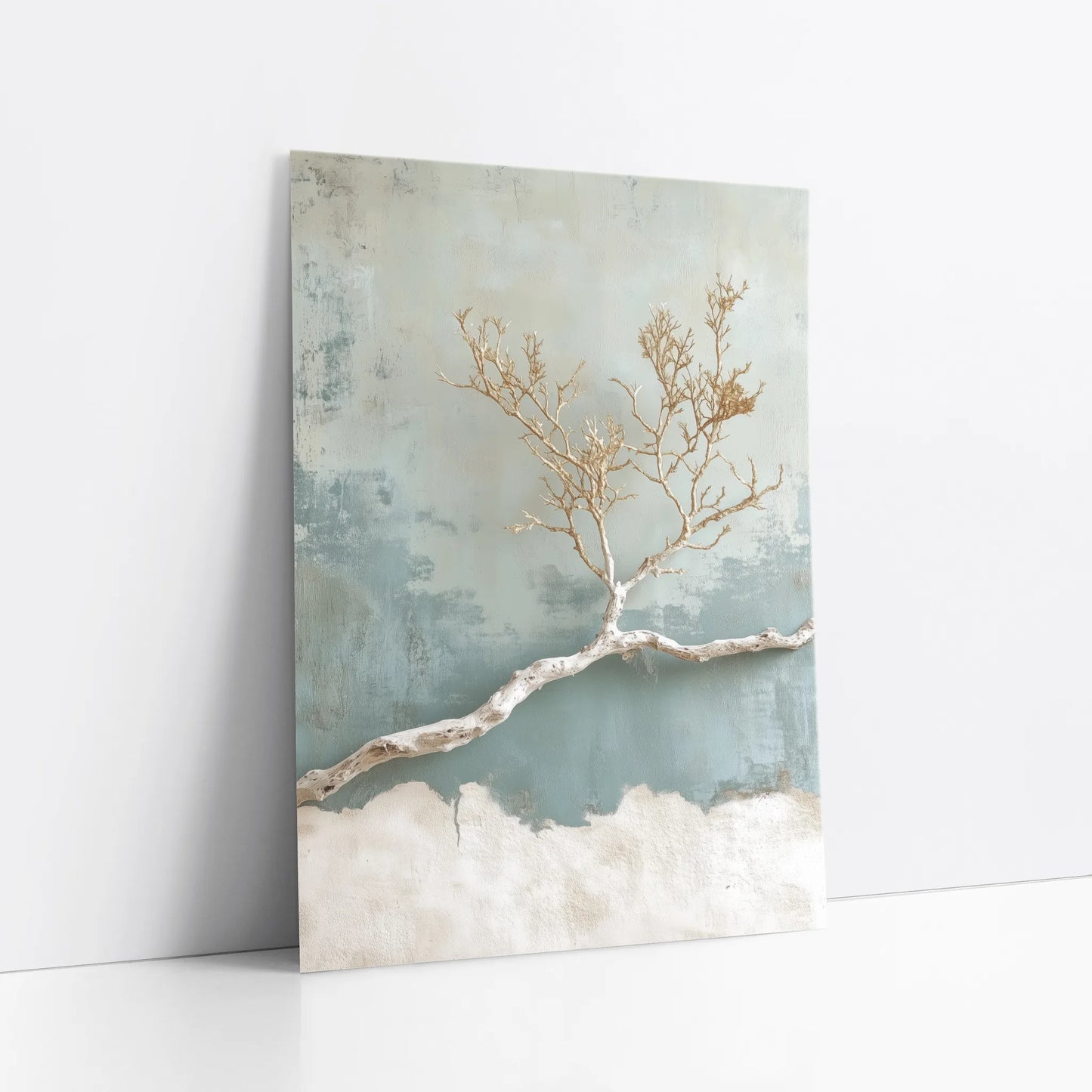 Coral Branch Art Bleached Textured Plaster art print