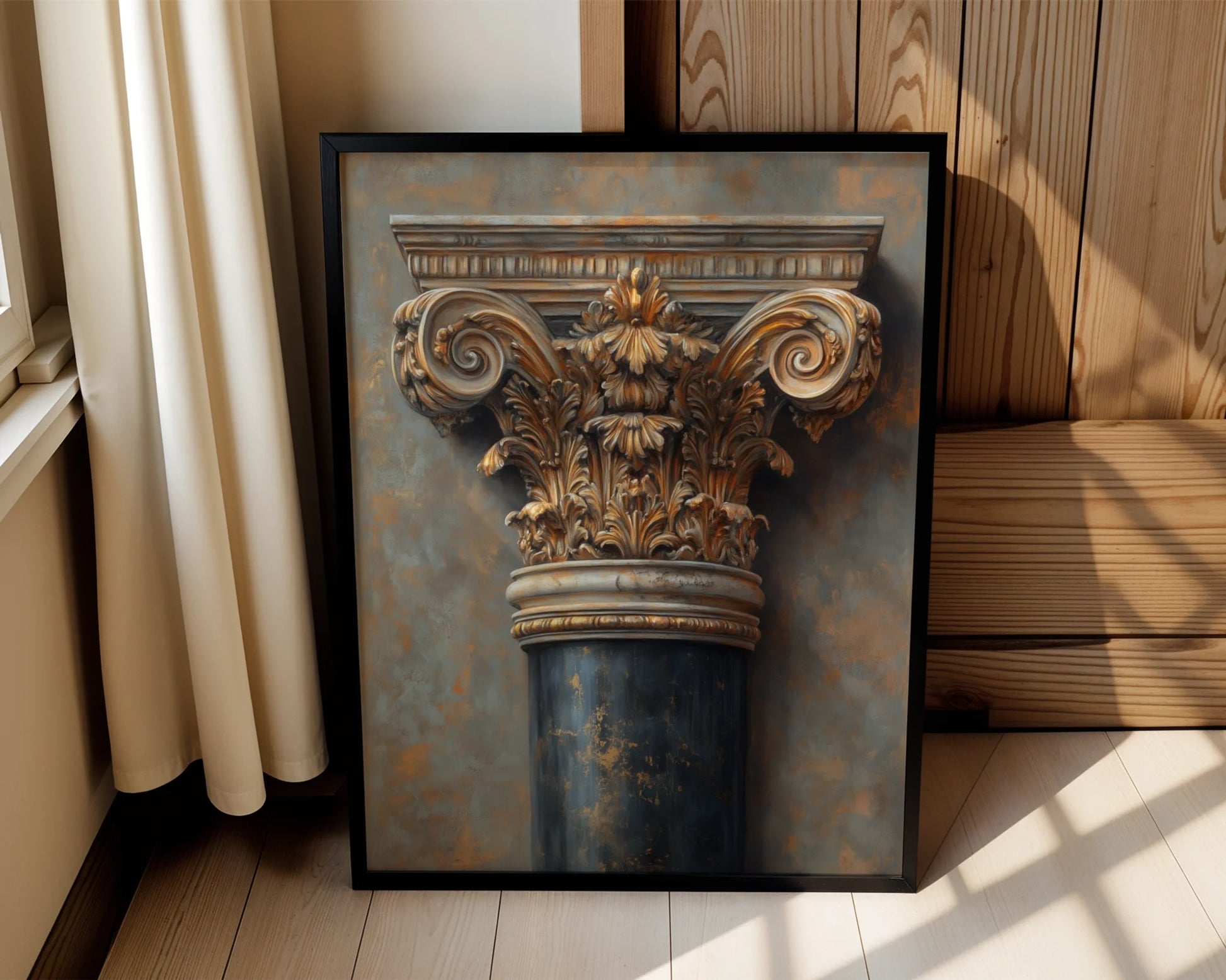 Antique Architectural Column Art Bronze Patina in room