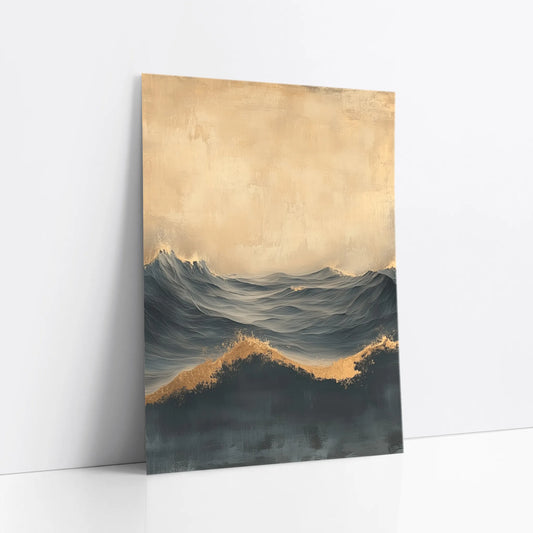 Turbulent Ocean Art Gold Mist Luxury Decor art print