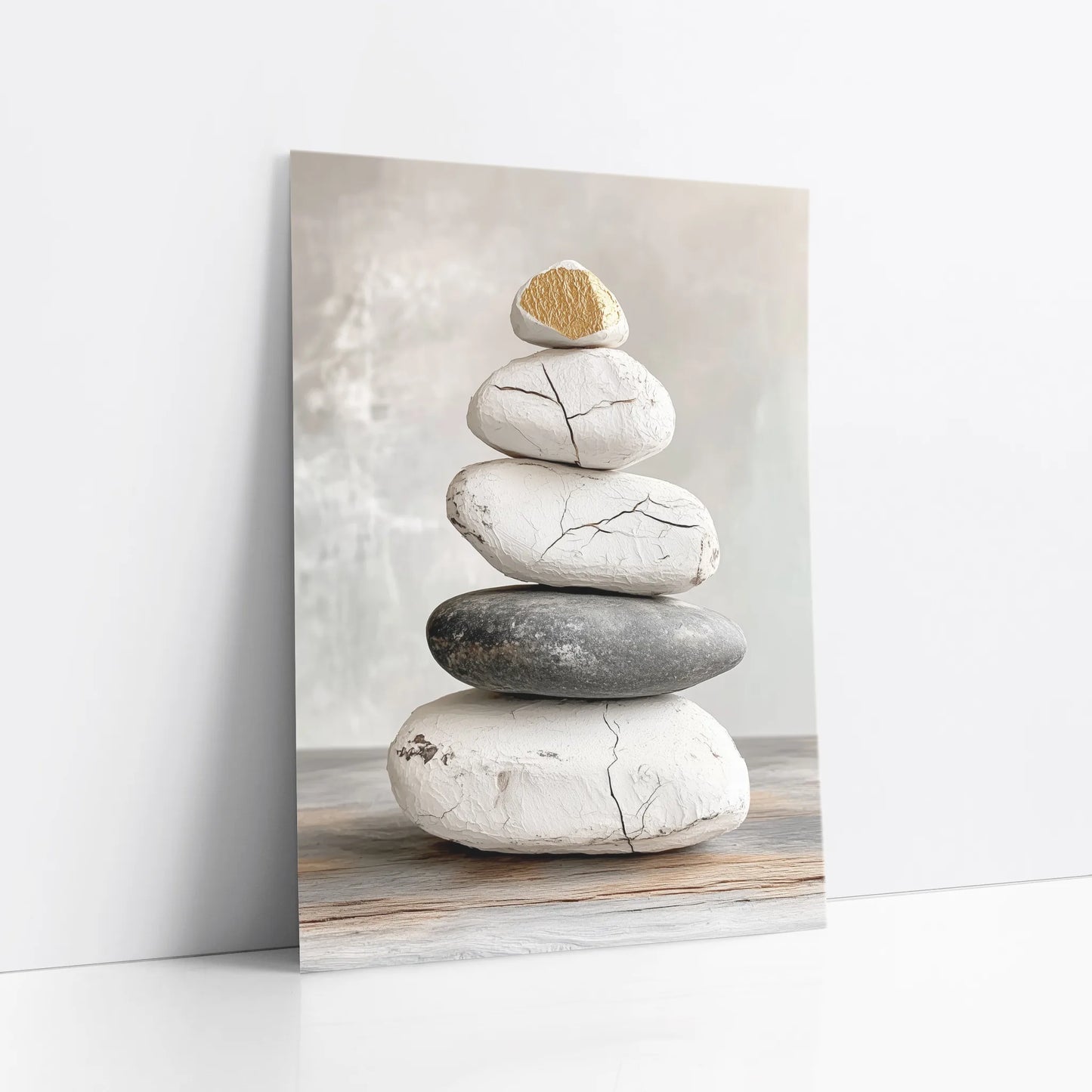 Zen Stone Stack Cracked Texture Japandi art print