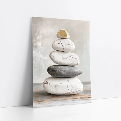 Zen Stone Stack Cracked Texture Japandi art print