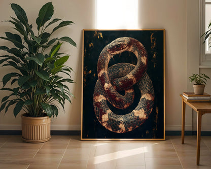 Bronze Serpent Dark Academia Coiled Snake in room
