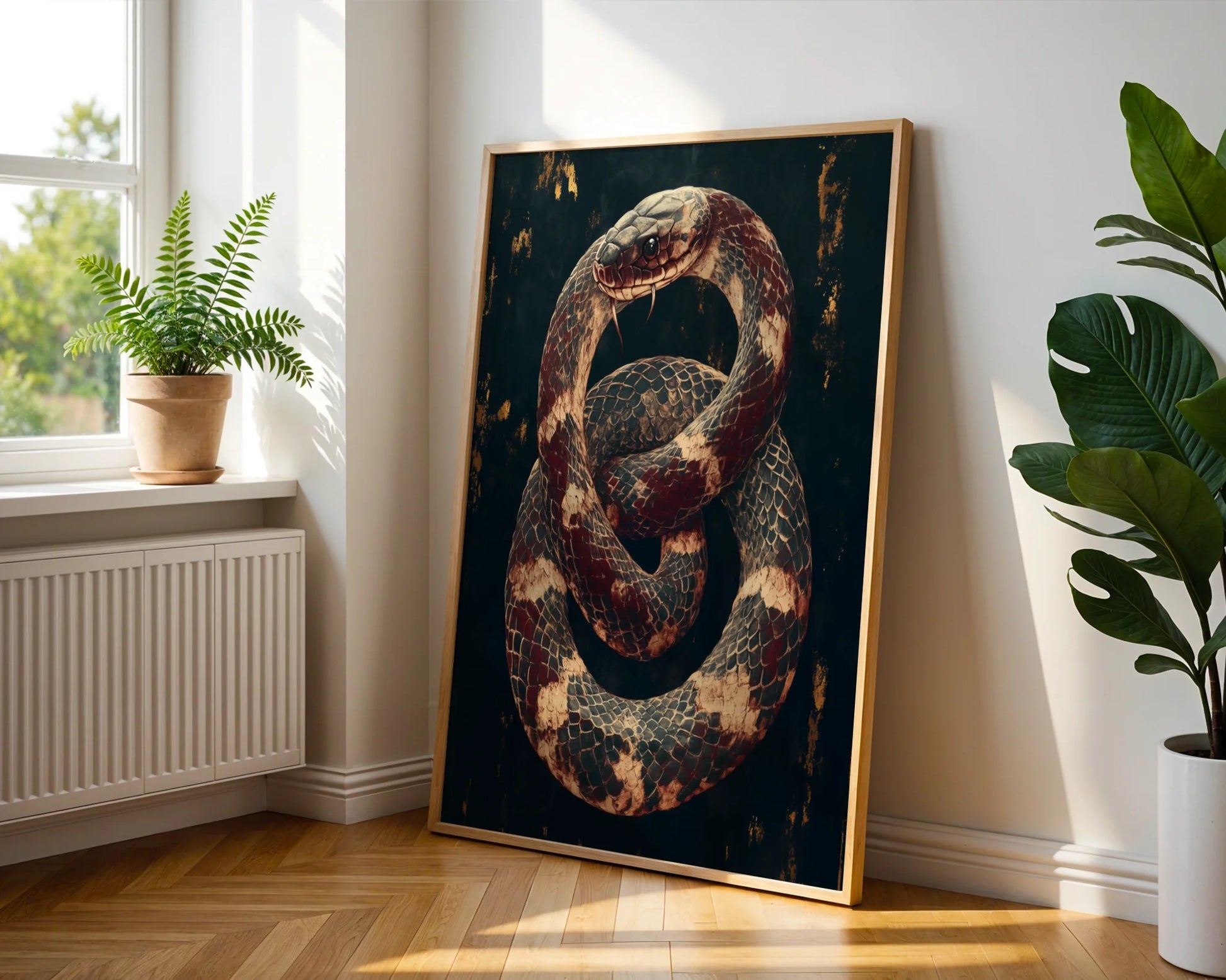 Bronze Serpent Dark Academia Coiled Snake in room