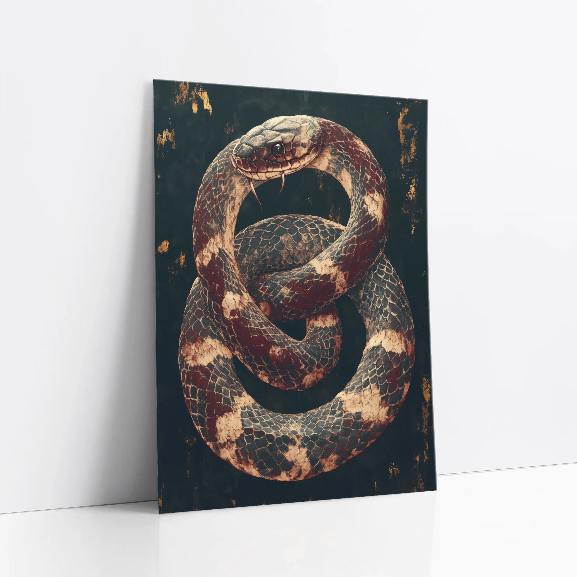 Bronze Serpent Dark Academia Coiled Snake art print