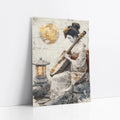 Japanese Geisha Musician Amber Moon Japandi art print