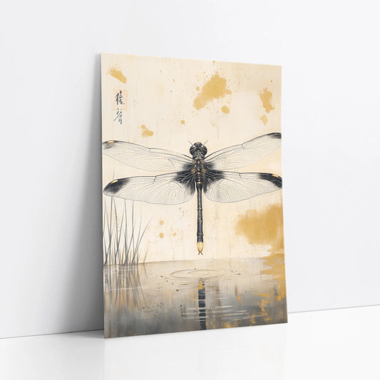 Japanese Dragonfly Art Golden Light Reflection art print
