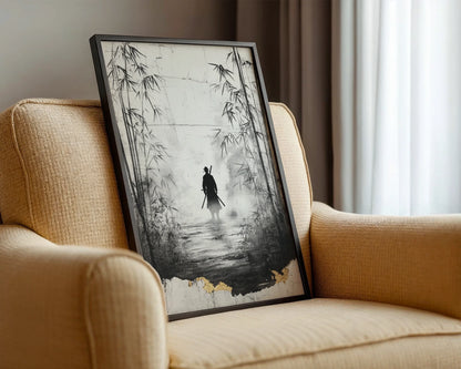Japanese Samurai Bamboo Forest Mist Silhouette in room