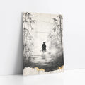 Japanese Samurai Bamboo Forest Mist Silhouette art print