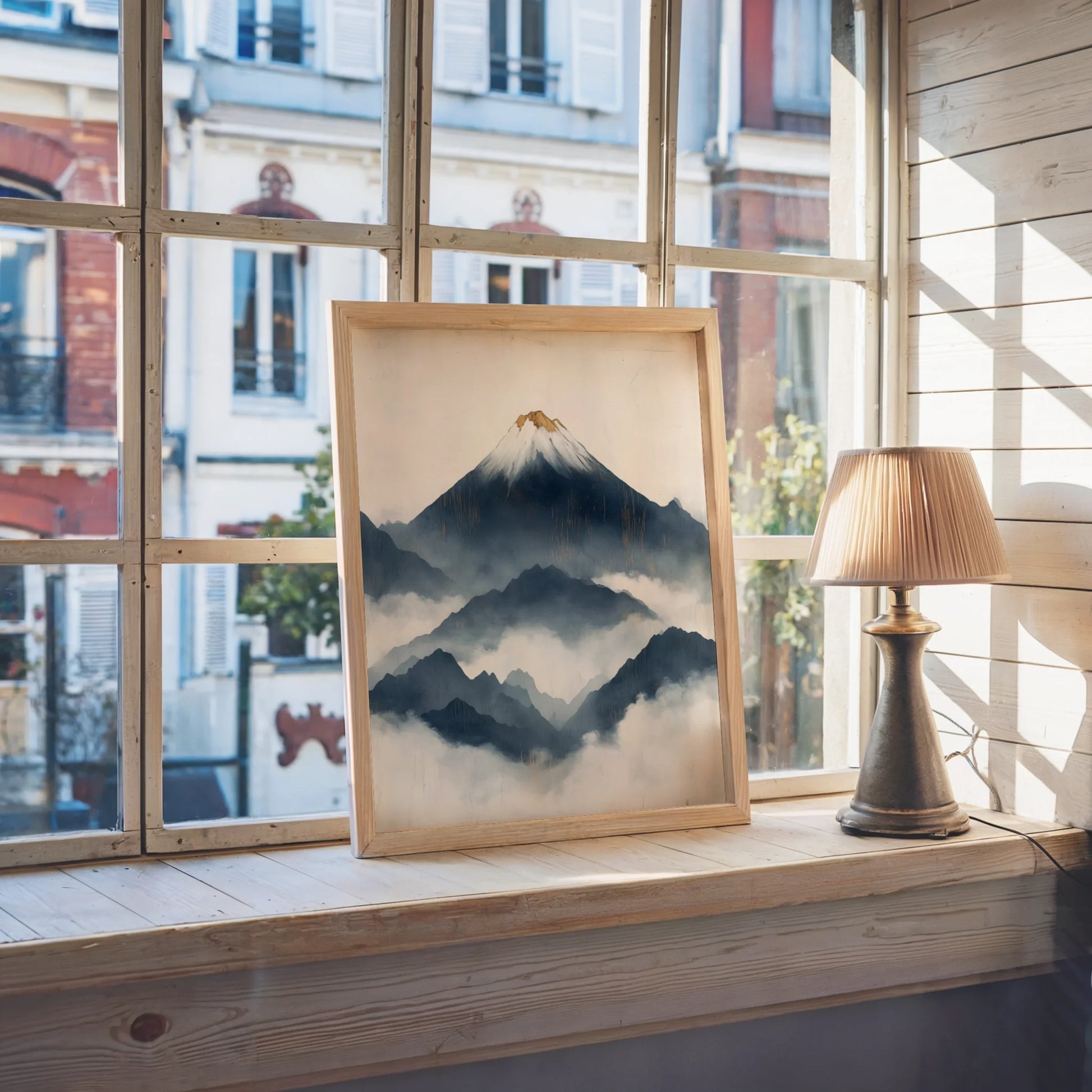 Japanese Mountain Art Layered Fuji Storm in room