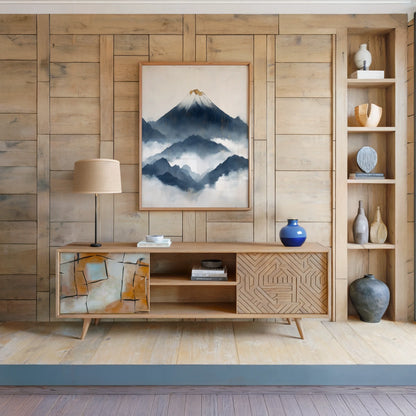 Japanese Mountain Art Layered Fuji Storm in room