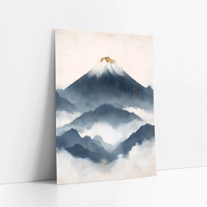 Japanese Mountain Art Layered Fuji Storm art print