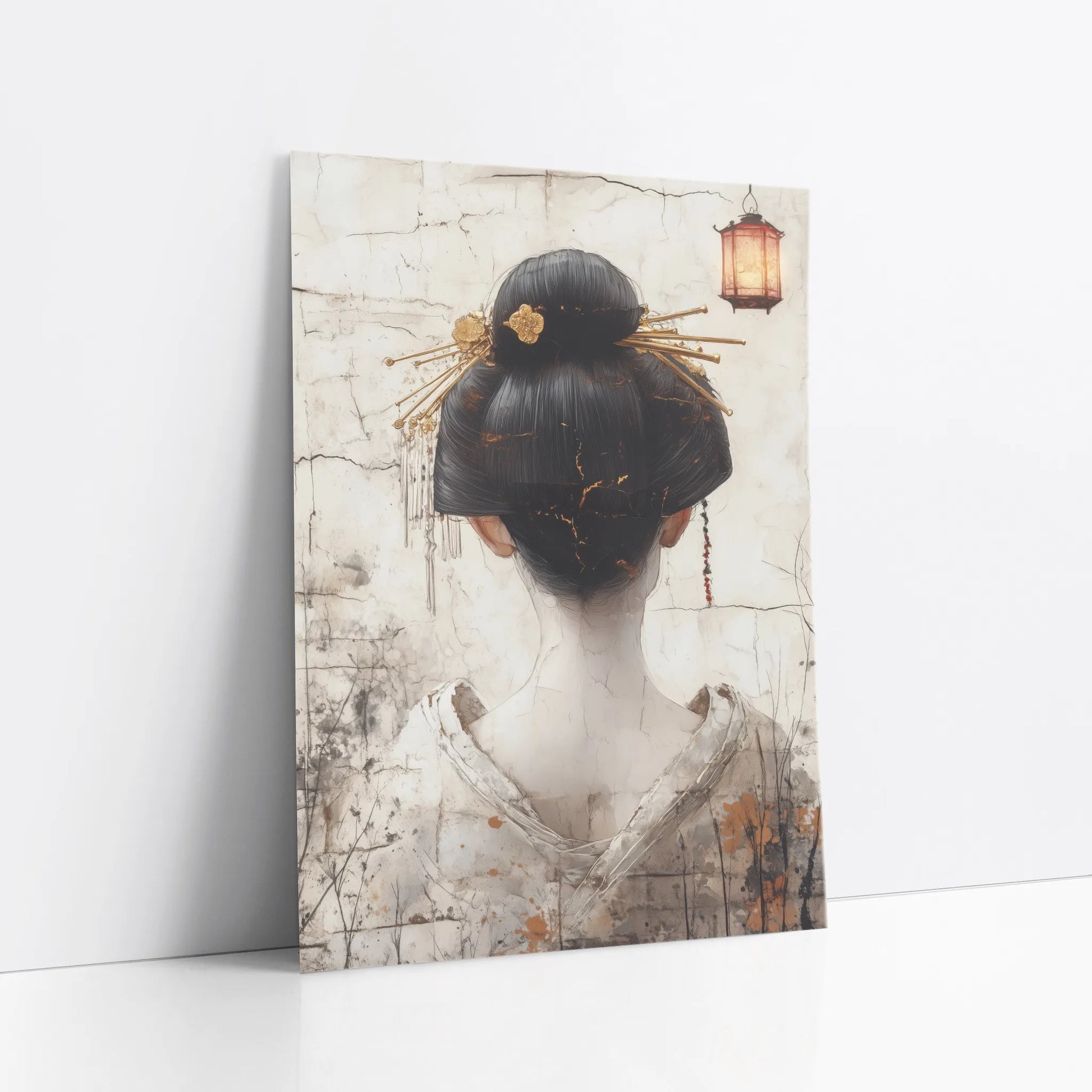 Japanese Geisha Kanzashi Golden Hairpiece art print