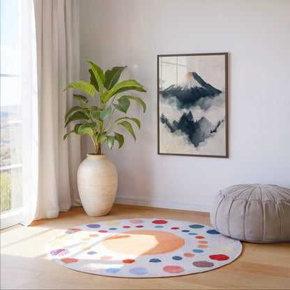 Misty Peak Painting Japandi Stone Fracture Canvas Wall Art — Pearl mist tones blend with charcoal shadows on textured canvas for neutral home styling