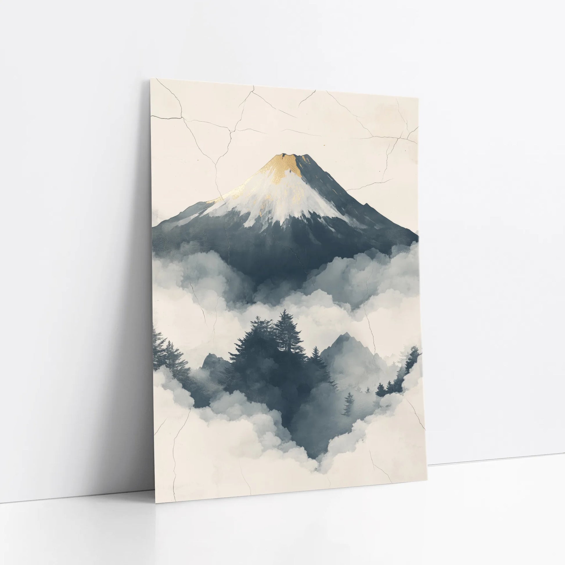 Misty Peak Painting Japandi Stone Fracture art print