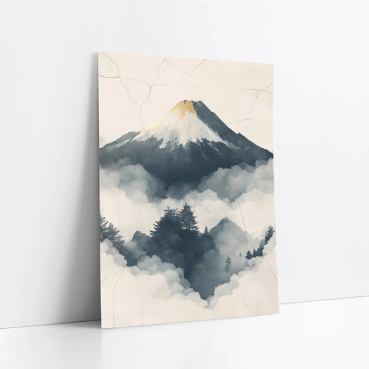 Misty Peak Painting Japandi Stone Fracture art print
