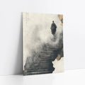 Zen Monk Climbing Stairs Misty Steps Japandi art print