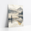 Zen Monk Reflection Mountain Lake Japandi art print