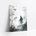 Samurai Bamboo Forest Japandi Mist Silhouette art print