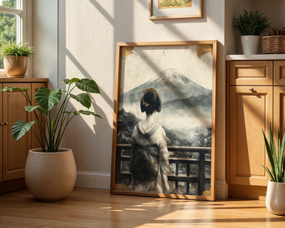 Japanese Geisha Mount Fuji Shoji Screen in room