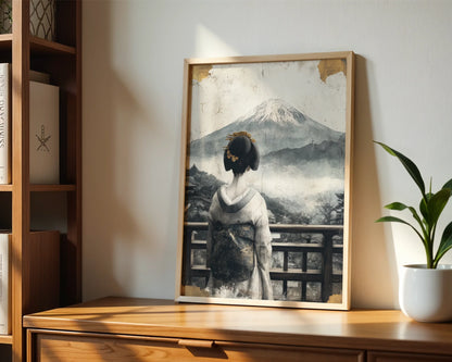 Japanese Geisha Mount Fuji Shoji Screen in room