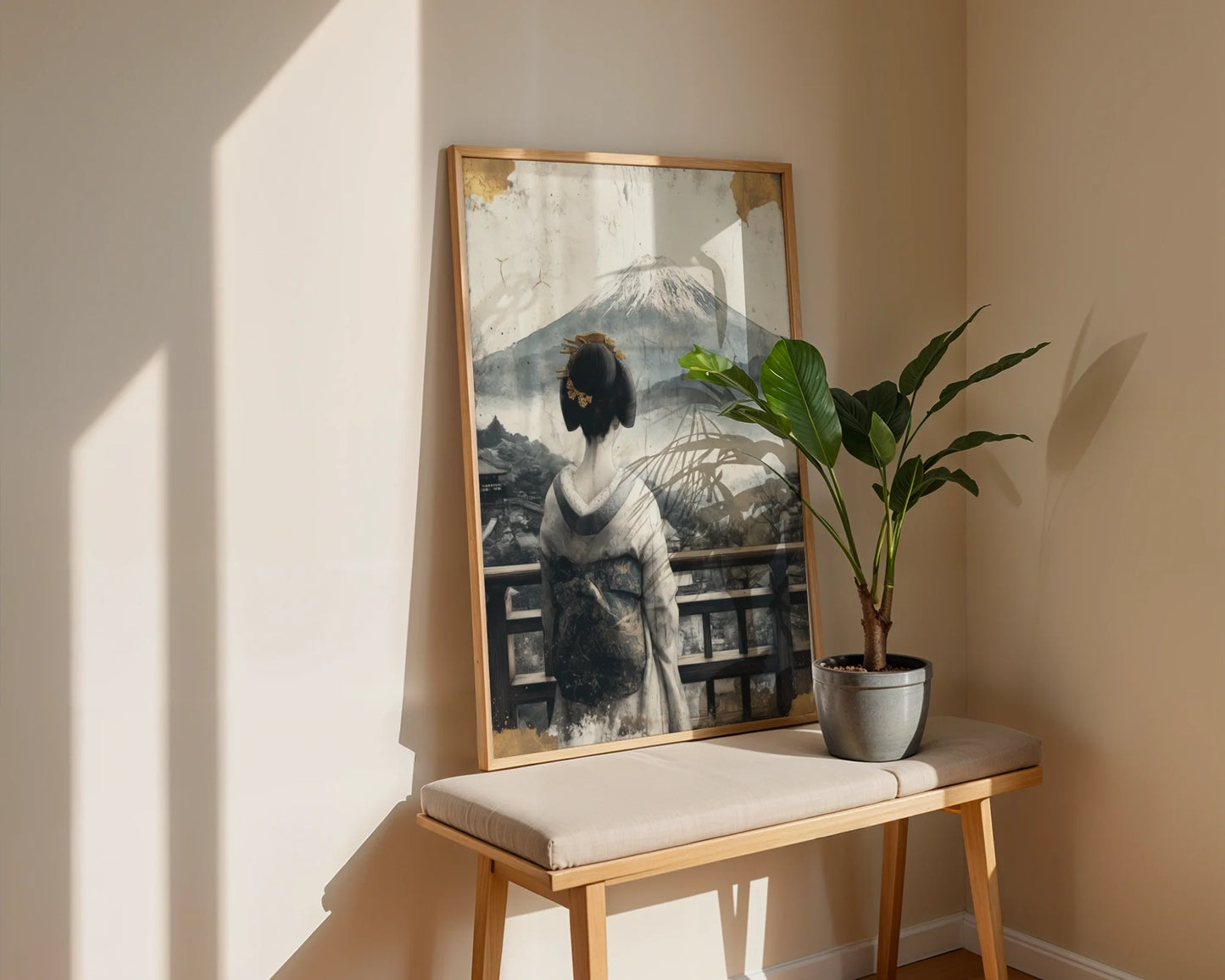 Japanese Geisha Mount Fuji Shoji Screen in room