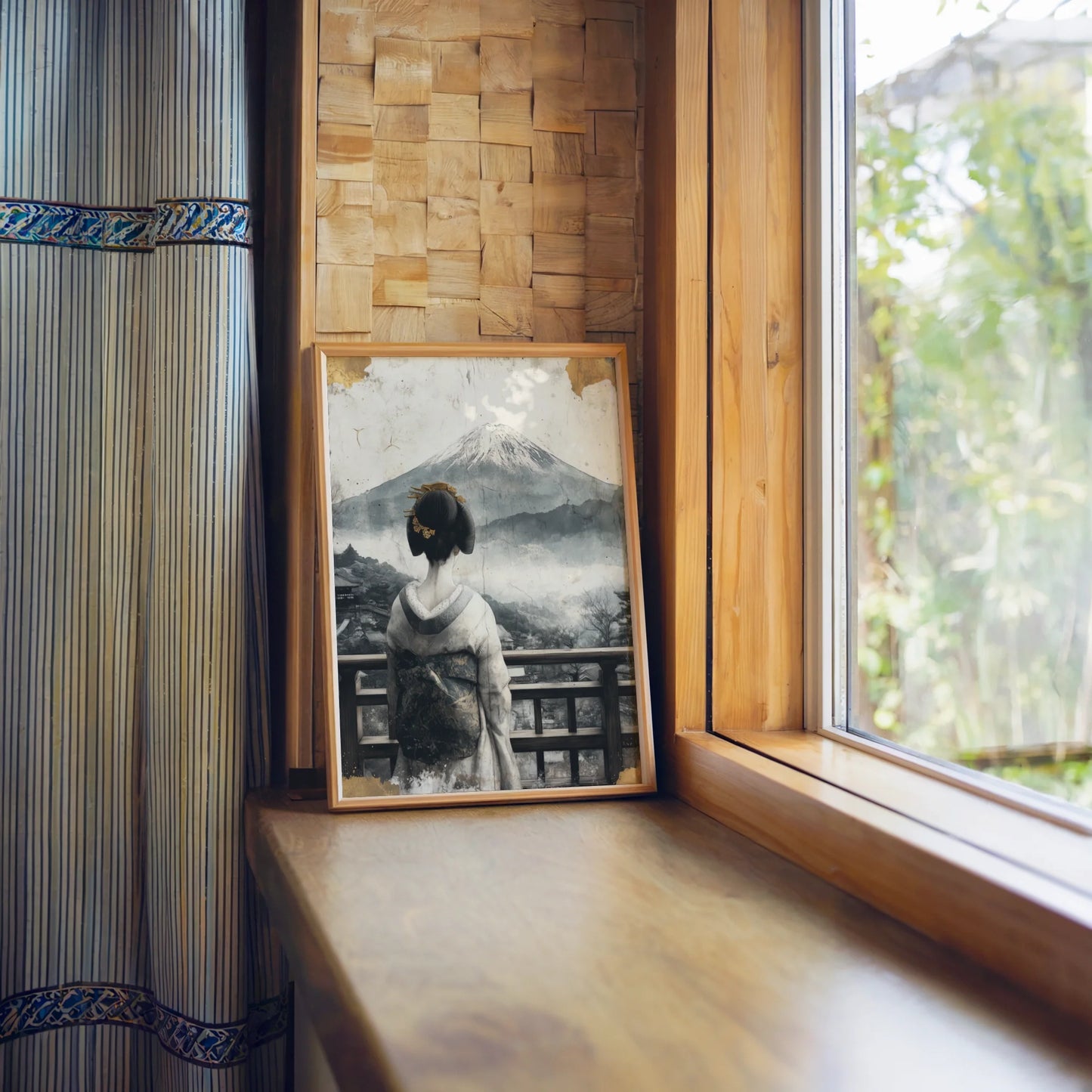 Japanese Geisha Mount Fuji Shoji Screen in room