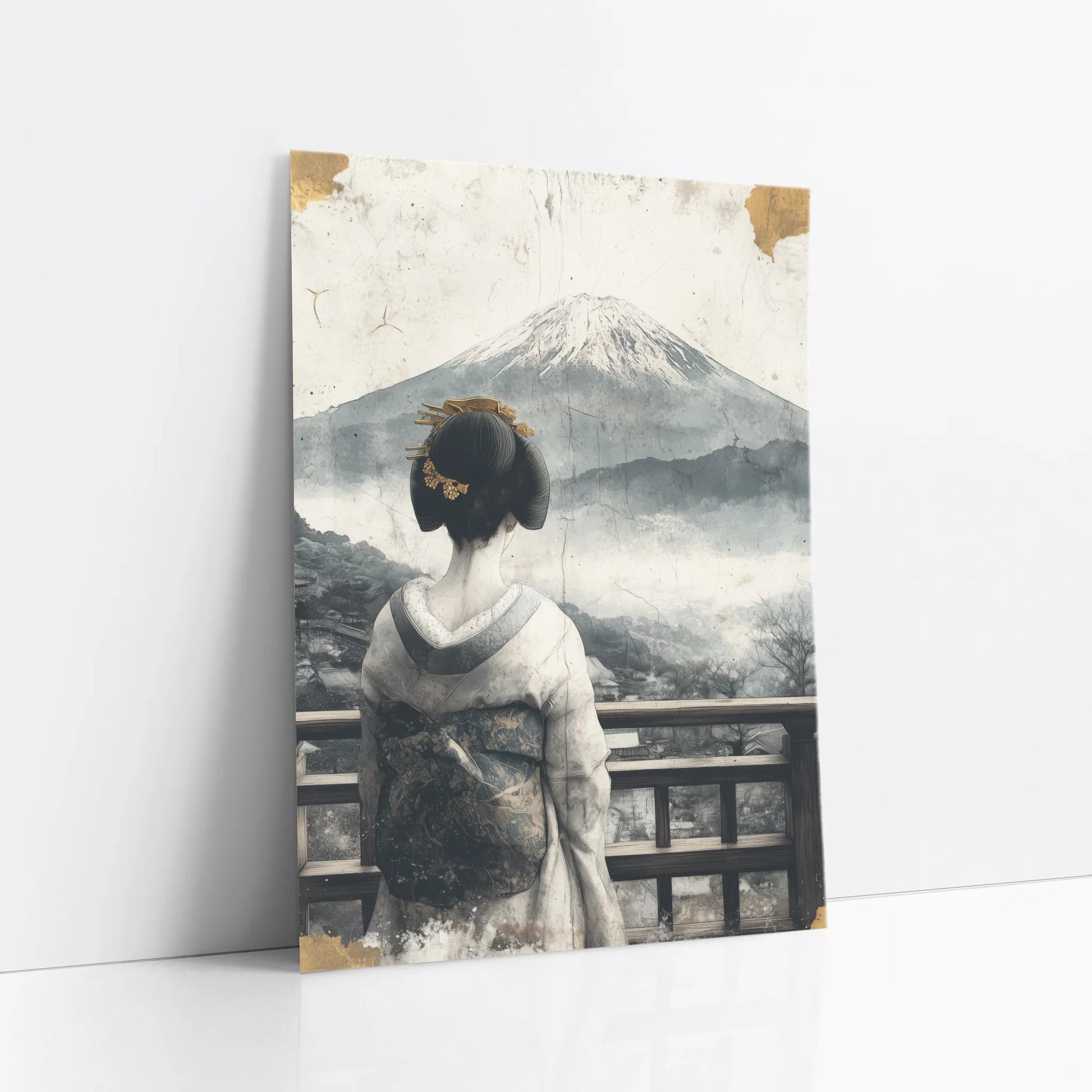Japanese Geisha Mount Fuji Shoji Screen art print
