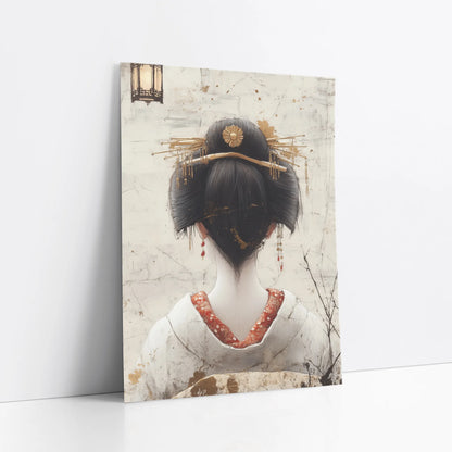 Geisha Back View Golden Kanzashi Japandi Style art print