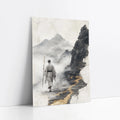 Zen Monk Mountain Path Japandi Fractured Reality Art art print