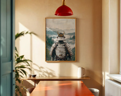 Samurai Warrior Mountain Mist Valley Japandi in room
