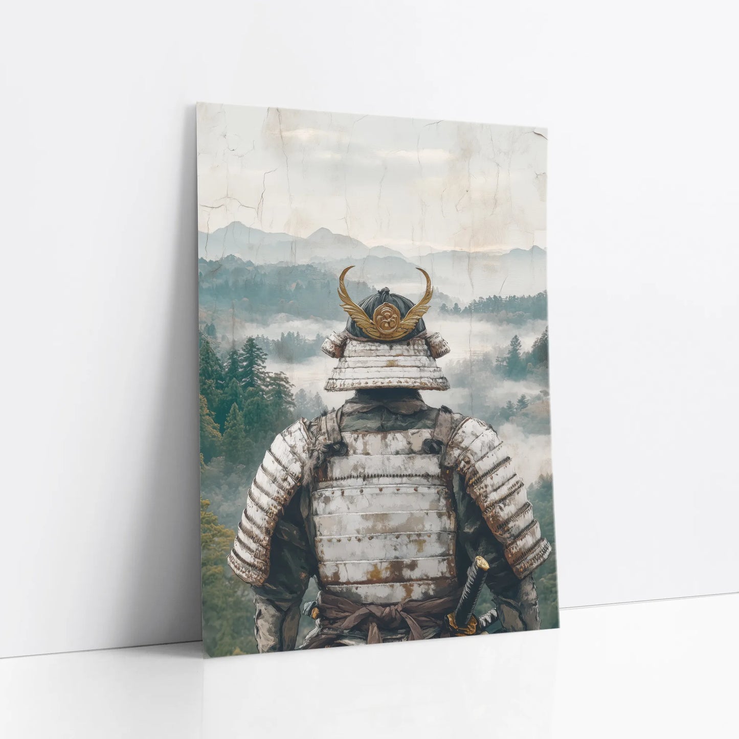 Samurai Warrior Mountain Mist Valley Japandi art print