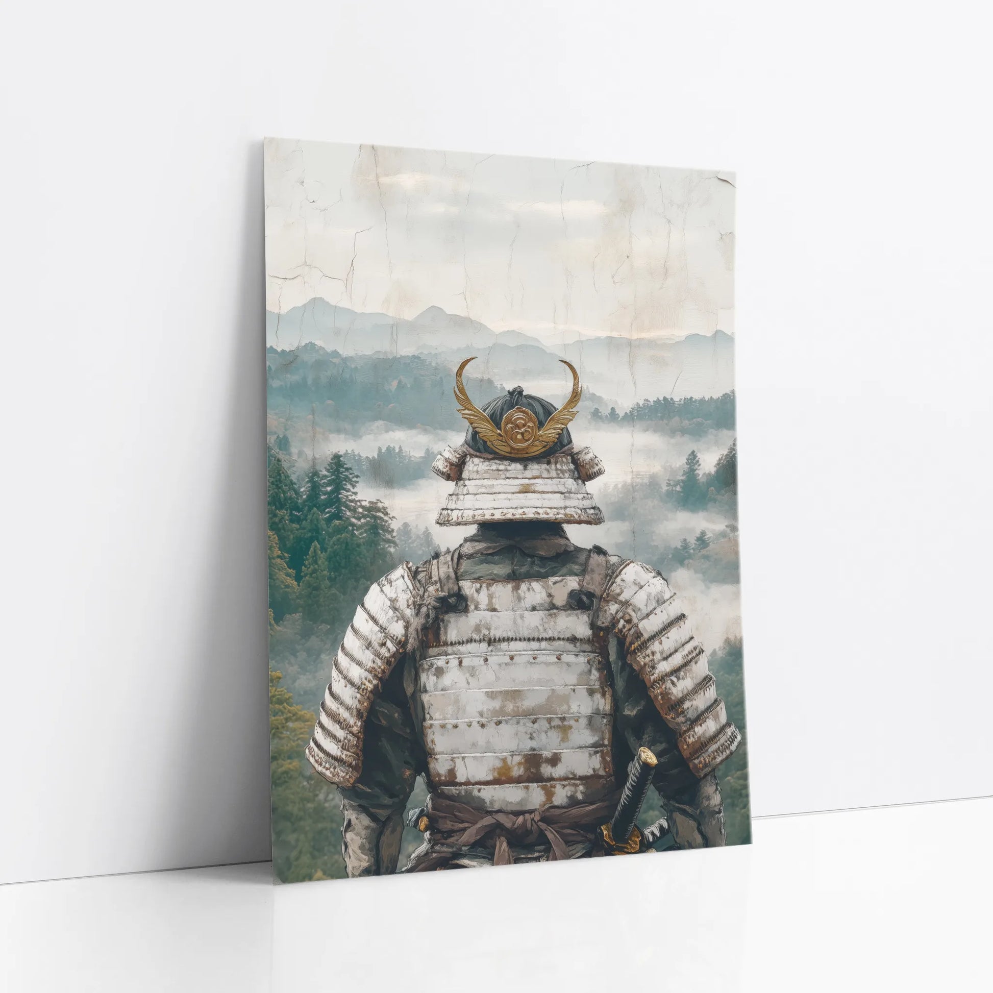 Samurai Warrior Mountain Mist Valley Japandi art print