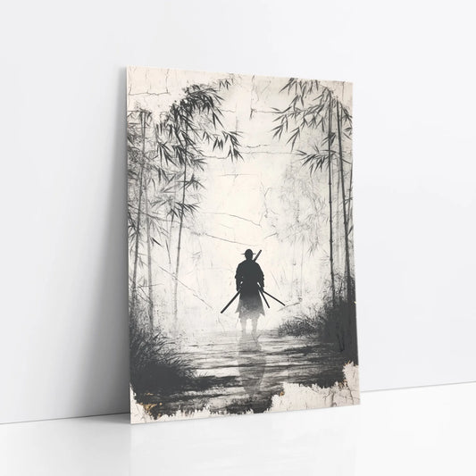 Samurai Bamboo Forest Japandi Twin Katana art print