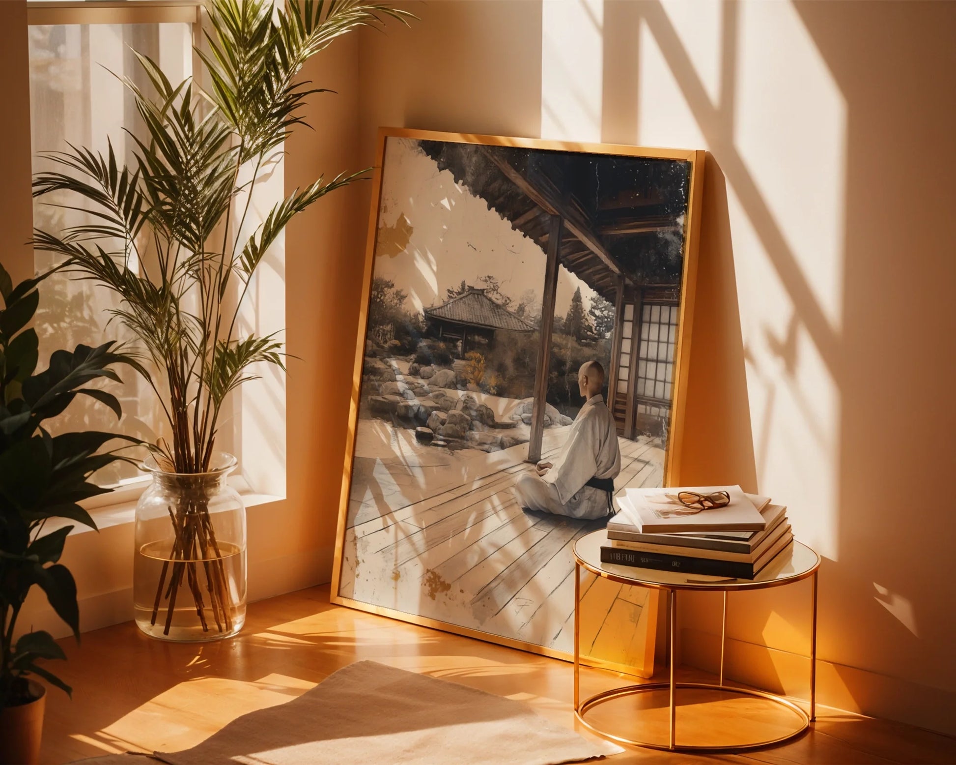 Zen Garden Art Monk Meditation Temple in room