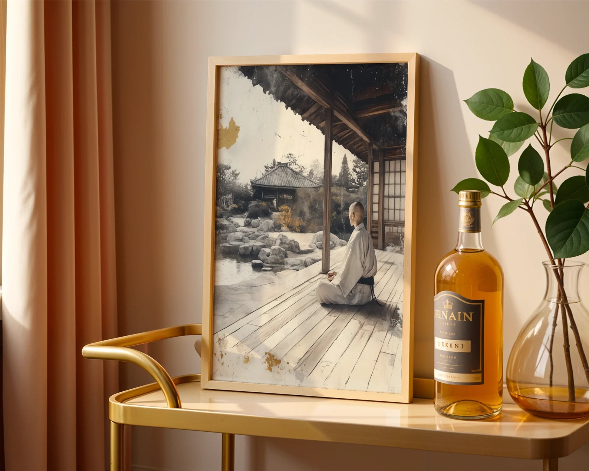 Zen Garden Art Monk Meditation Temple in room