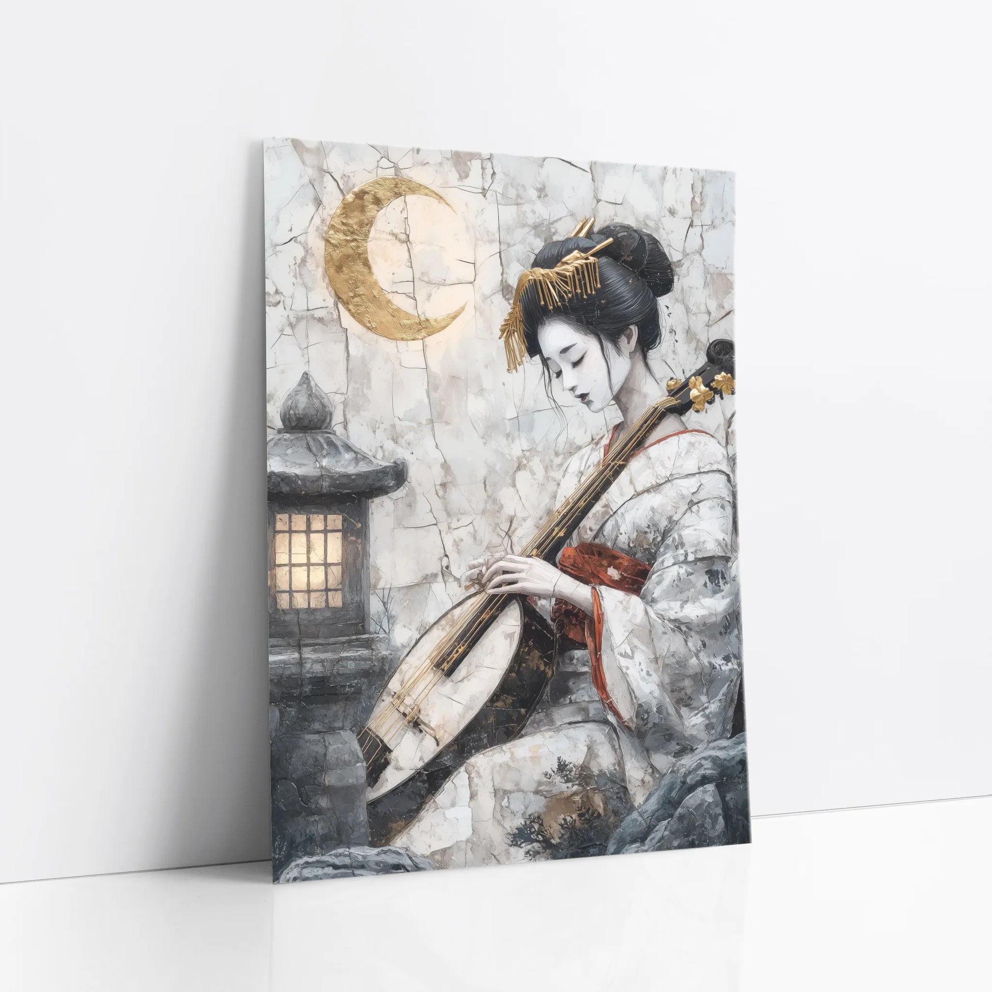 Japanese Geisha Musician Pipa Japandi art print